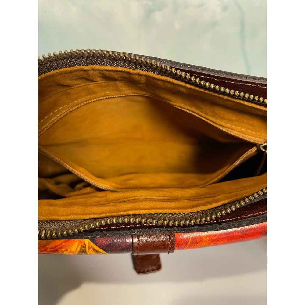 Patricia Nash Maple Leaf Pattern Leather Handbag Rare - Picture 12 of 15